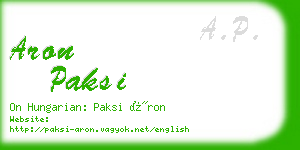 aron paksi business card